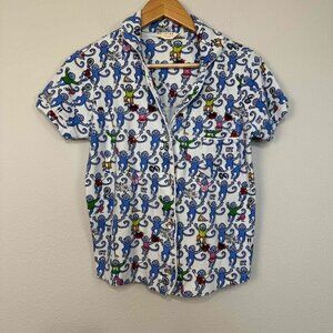 Roller Rabbit Women's Monkey Polo Pajama Top Greenwich Short Sleeve Multi Small